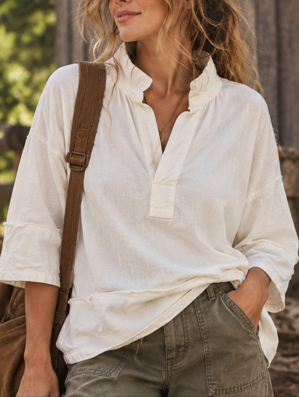 Anthropologie Tiny Ivory 💯 Cotton Outdoorsy| Size Medium Granola/ Gorecorp